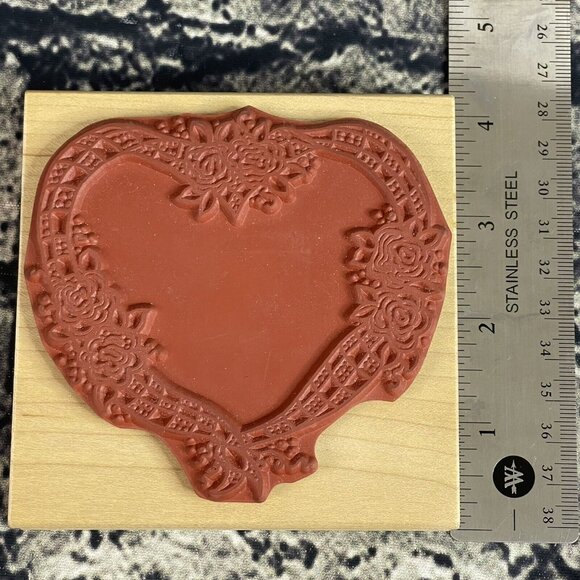 Great Impressions Rubber Stamps K27 HEART RIBBON WREATH ROSE ROSES FLOWERS - Picture 6 of 6